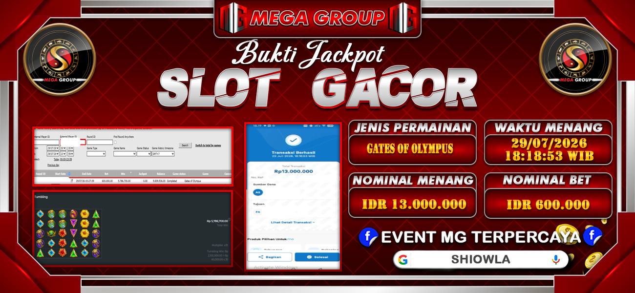 Bukti JP situs Shiowla hari Rabu, 29 Juli 2026