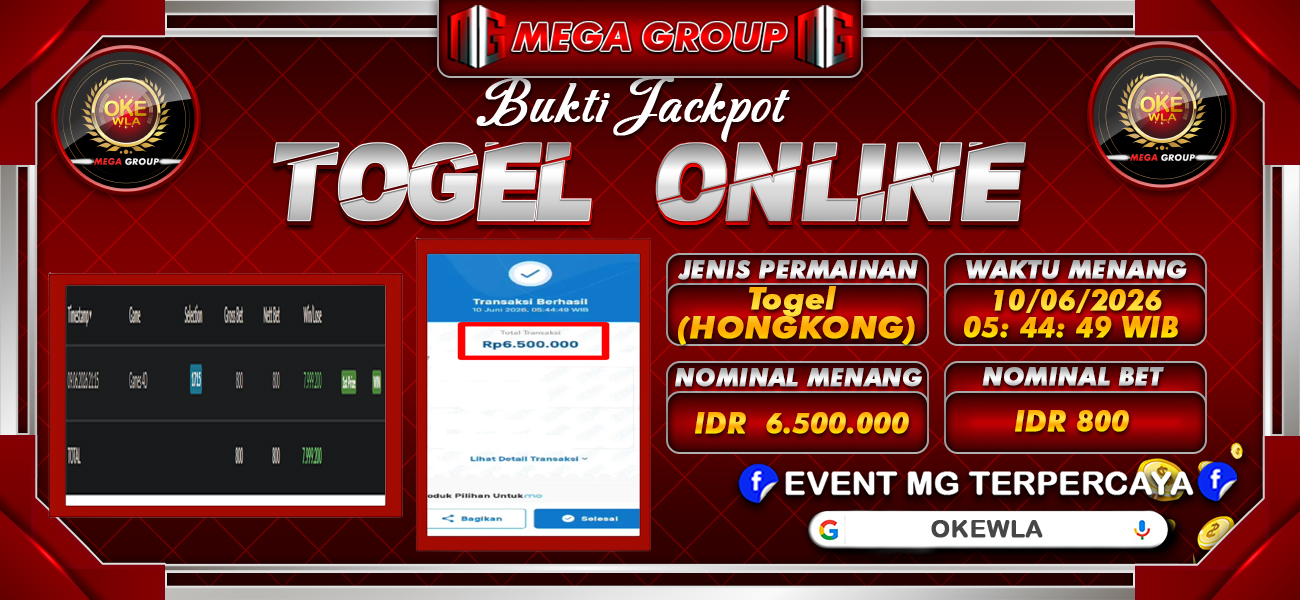 Bukti JP situs Okewla hari Rabu, 10 Juni 2026