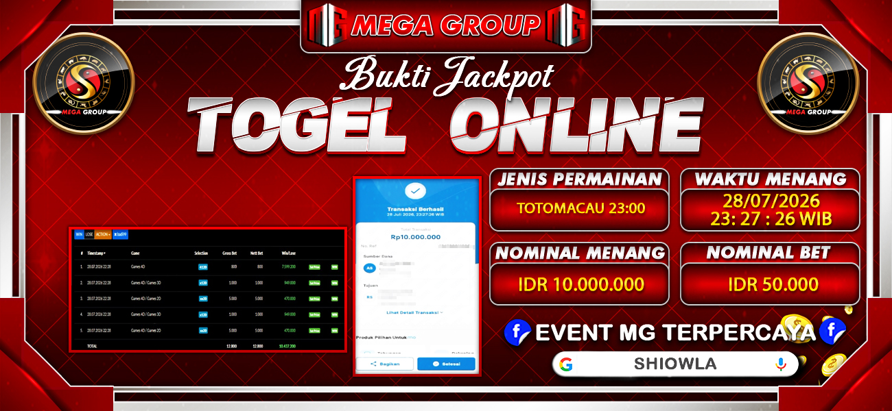 Bukti JP situs Shiowla hari Selasa, 28 Juli 2026