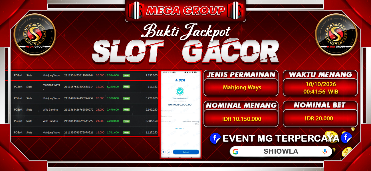 Bukti JP situs Shiowla hari Minggu, 18 Oktober 2026