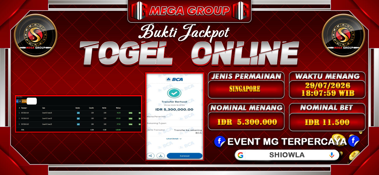 Bukti JP situs Shiowla hari Rabu, 29 Juli 2026