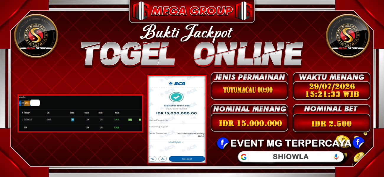 Bukti JP situs Shiowla hari Rabu, 29 Juli 2026