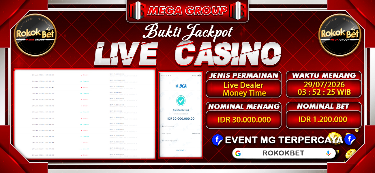 Bukti JP situs Rokokbet hari Rabu, 29 Juli 2026