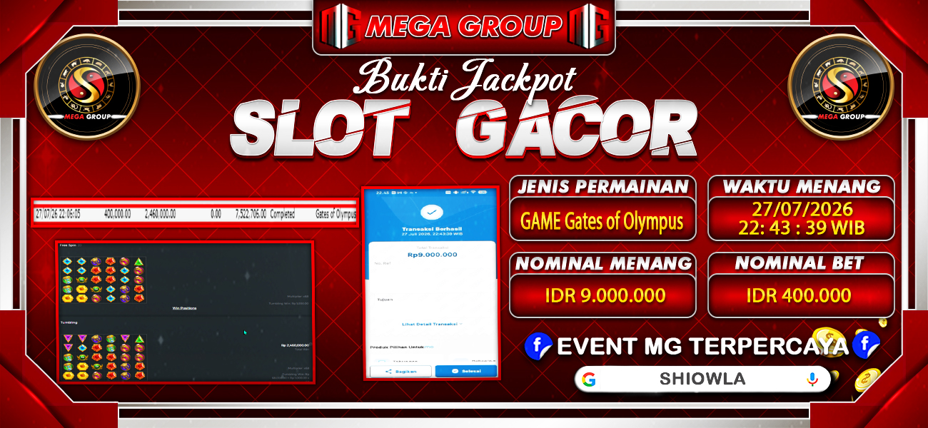Bukti JP situs Shiowla hari Senin, 27 Juli 2026