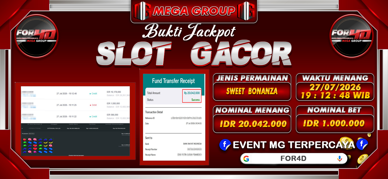Bukti JP situs For4D hari Selasa, 28 Juli 2026