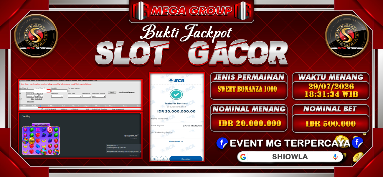 Bukti JP situs Shiowla hari Rabu, 29 Juli 2026